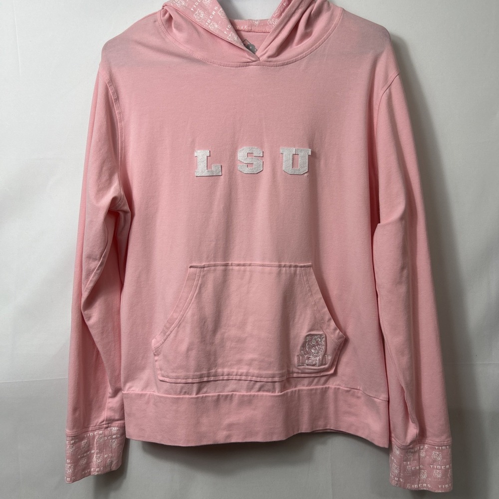 LSU Tigers Pink Hoodie Pullover Long Sweater Women's Sz XXL  Gameday Sweatshirt